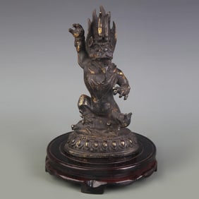 A FINE BRONZE DHARMA PROTECTOR STATUE