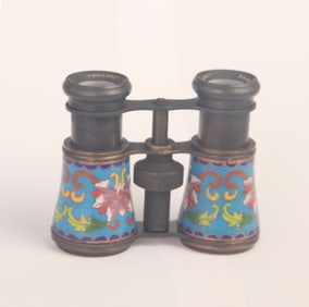REAR WESTERN STYLE CLOISONNE ENAMEL BRONZE TELESCOPE