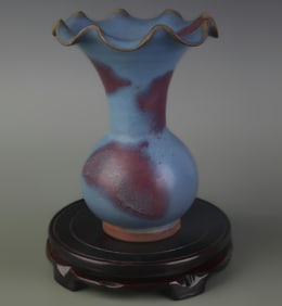 SMALL JUN WARE FLOWER-MOUTH PORCELAIN VASE