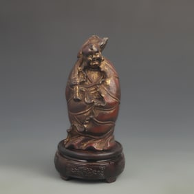 A FINE COLOR PAINTED WOODEN BOY FIGURE