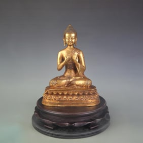 A FINE BRONZE SHAKYAMUNI BUDDHA STATUE