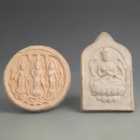 PAIR OF FINELY MADE POTTERY MADE BUDDHA