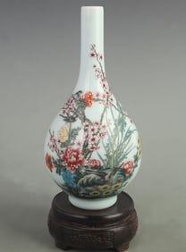 CLOISONNE ENAMEL BOTTLE WITH FLOWER AND BIRD PATTERNS