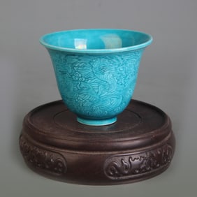 GREEN GLAZED SMALL PORCELAIN CUP