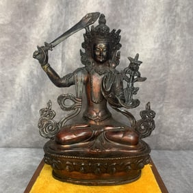 A FINE BRONZE MANJUSRI BUDDHA STATUE