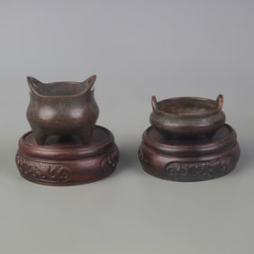 SET OF BRONZE INCENSE BURNERS