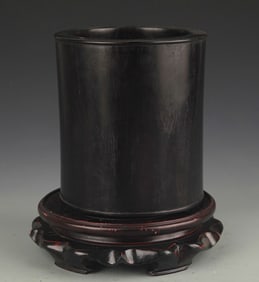 A FINE ROSEWOOD BRUSH POT