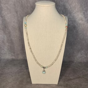 A FINE BODHI SEED WITH TURQUOISE STONE NECKLACE