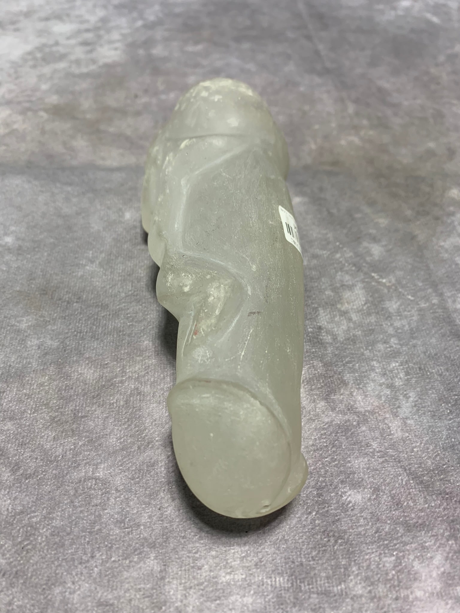 ANCIENT CHINESE CRYSTAL HUMAN-FACED PHALLUS: Qing Dynasty; Long: 7 inch; Width: 2.4 inch; High; 2 inch;