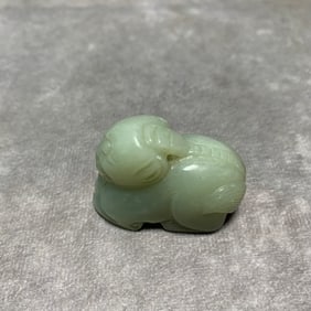 HETIAN GREENISH-WHITE JADE PENDANT WITH AUSPICIOUS BEAST DESIGN