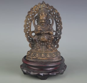 A FINE BRONZE WEALTH GOD STATUE