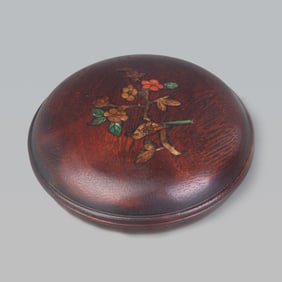 A FINE ROSEWOOD INLAID WITH SHELL SEAL PASTE BOX