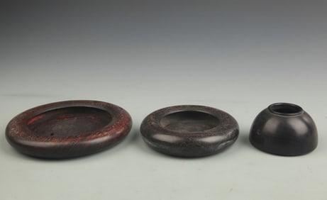 RARE SET OF HUALI MU AND ROSEWOOD MADE CALLIGRAPHY SET