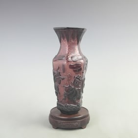 RARE FISH PATTERN GLASS MADE SIX SIDE VASE
