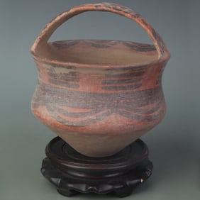 YANG SHAO CULTURE PAINTED TRIPOD POTTERY JAR