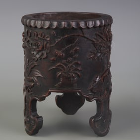 ROSEWOOD ZI TAN WOOD MADE TRIPOD BRUSH POT