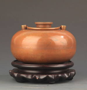 A FINE BRONZE DRAGON CARVING HAND WARMER: Modern, High: 3.25 inch Width: 4.5 inch