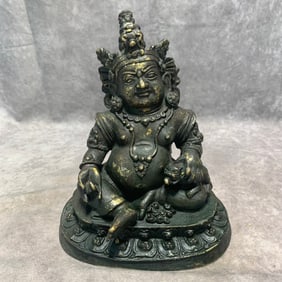 TIBETAN BUDDHIST GILDED BRONZE VAISRAVANA STATUE