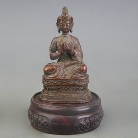 A FINE SMALL BRONZE AMITABHA STATUE