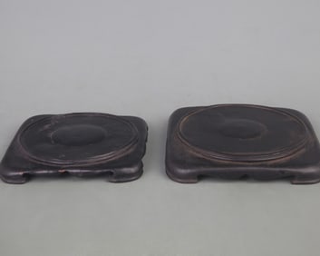 PAIR OF OLD REDWOOD STAND