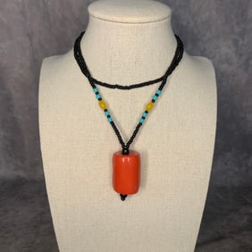A FINE RED CORAL MADE TIBETIAN BUDDISM NECKLACE