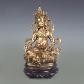 TIBETAN BUDDHISM BRONZE GOD OF WEALTH FIGURE