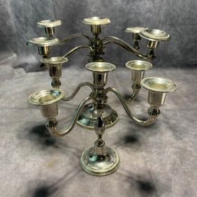 REPUBLIC PERIOD PAIR OF SILVER-WRAPPED BRONZE CANDLESTICKS