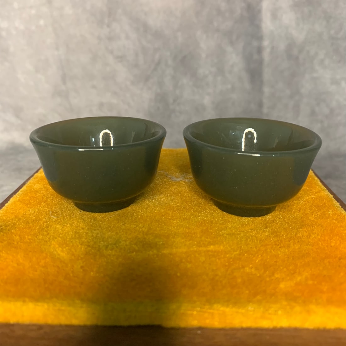 PAIR OF JADE MADE CUP: Modern; High: 1.2 inch; Diameter: 2.1 inch;