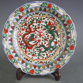 WU CAI COLOR DRAGON PATTERN PORCELAIN PLATE