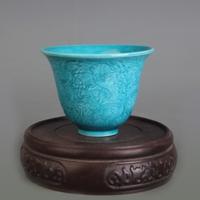 GREEN GLAZED SMALL PORCELAIN CUP