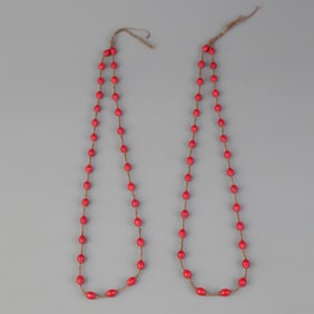 GROUP OF TWO RED CORAL NECKLACE