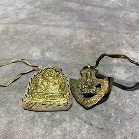 QING DYNASTY GILDED BRONZE SMALL TIBETAN BUDDHIST STATUES (2 FIGURES)