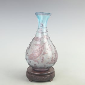 RARE FLOWER PATTERN GLAZZ MADE YU HU CHUN STYLE VASE