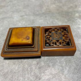 A FINE CELLULOID SEALS WITH BOX