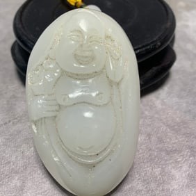 WHITE JADE MAITREYA BUDDHA HAND PIECE