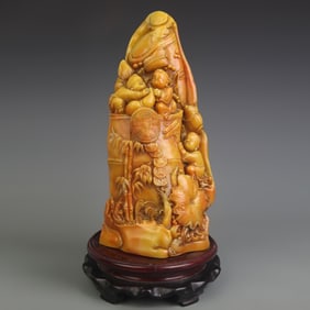 A LARGE STONE CARVING BUDDHA FIGURINE