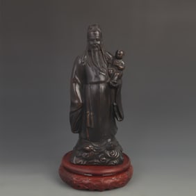 BAMBOO ROOT CARVING OF AUSPICIOUS FIGURES