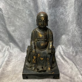 MING DYNASTY GILT BRONZE TAOIST IMMORTAL STATUE