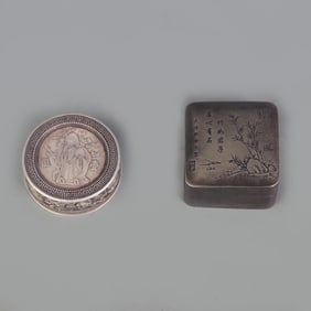 PAIR OF FLOWER AND BIRD INK BOX