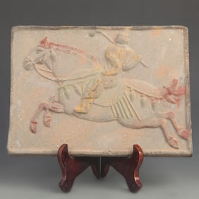 A FINE POTTERY CARVED TANG DYNASTY STYLE FIGURE