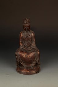 A FINE CAST IRON FIGURE OF AMITAYUS BUDDHA