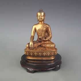 A FINE BRONZE SHAKYAMUNI BUDDHA STATUE