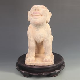 HAN DYNASTY STYLE HUMAN-FACED GRAVE-GUARDING POTTERY BEAST