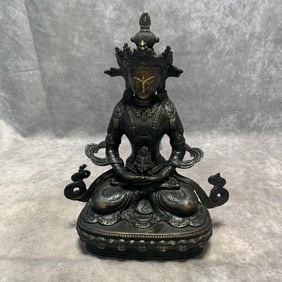 TIBETAN GILT BRONZE GREEN TARA STATUE