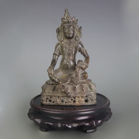 A FINE BRONZE GOD OF WEALTH STATUE
