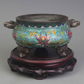 BRONZE TRIPOD INCENSE BURNER WITH BEAST FEET