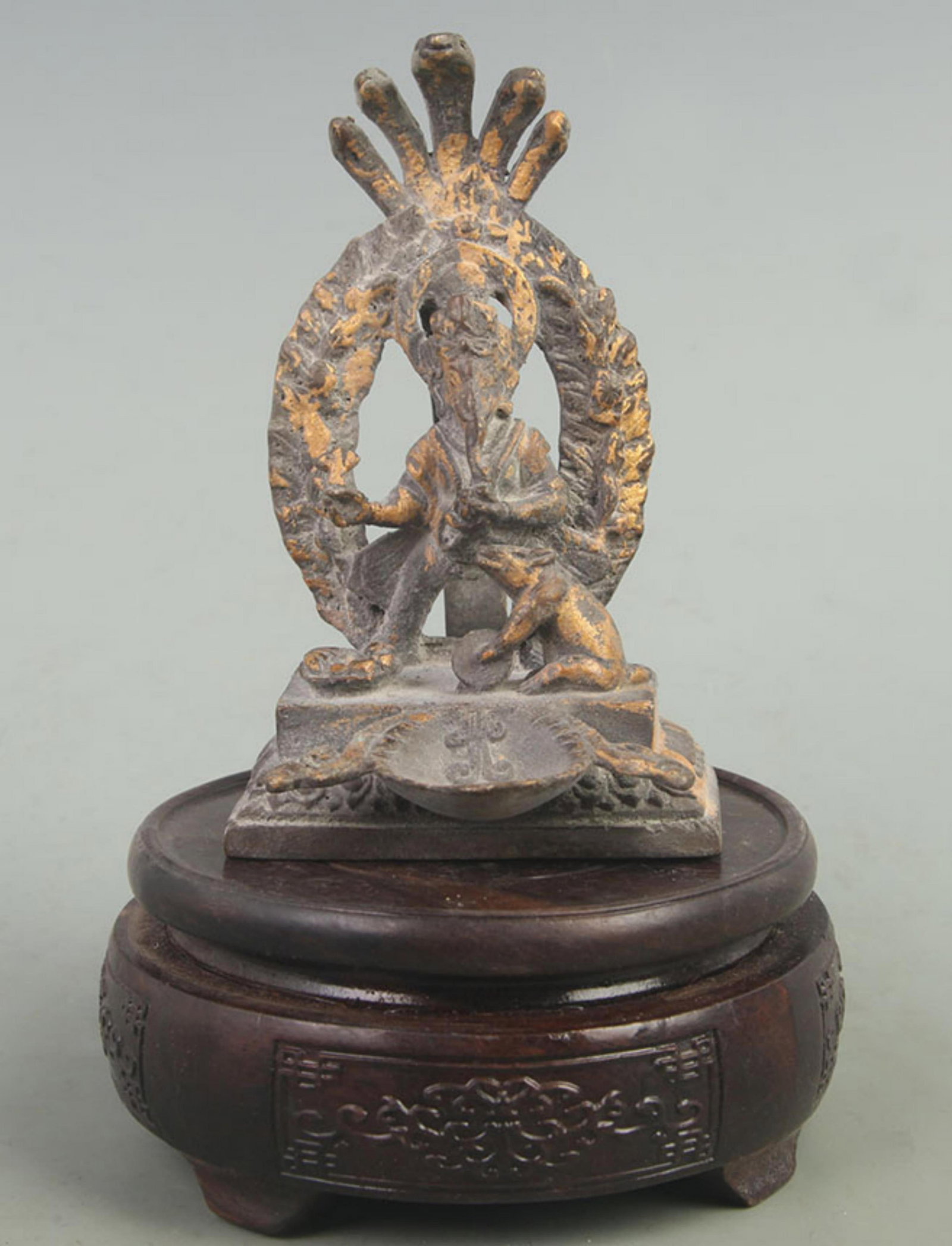 A FINE TIBETAN BUDDHISM GANESHA STATUE: 20th Century; High: 5.00 inch; Width: 1.80 inch; Long: 3.80 inch;