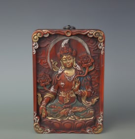 CAMPHOR WOOD CARVED BUDDHA WALL SCREEN