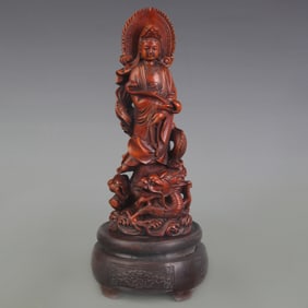 A FINE BOXWOOD GUAN YIN STATUE