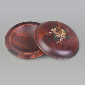 REDWOOD INLAID MOTHER-OF-PEARL INKPAD BOX